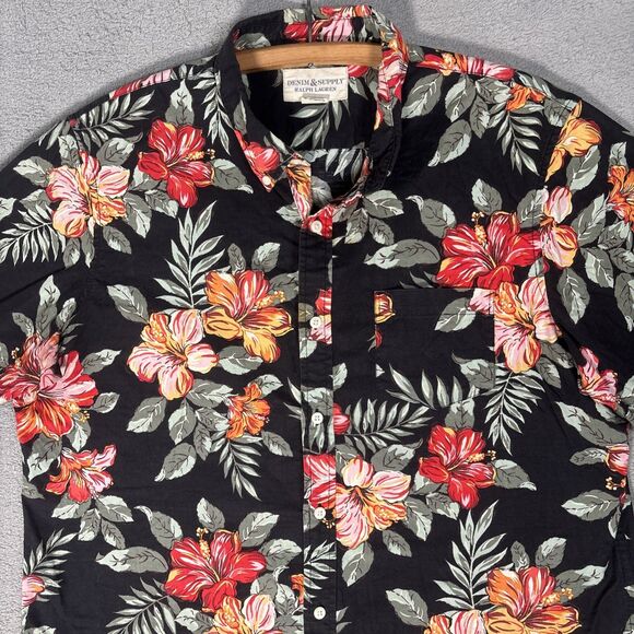 Denim & Supply Ralph Lauren Button Down Shirt Men’s XL Floral Hawaiian Cotton - Picture 3 of 13